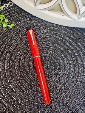 Parker Vintage Big Red Ball Pen (Parker Clip with chrome cap band) RED